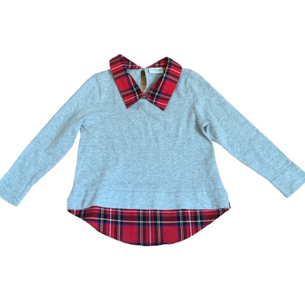 Nwot Crewcuts Top with a tartan plaid collar/bottom 3T